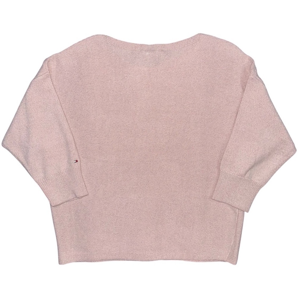 NWT Tommy Hilfiger Metallic Knit Sweater Light Pink 3/4 Sleeve Pullover Sz Large - Picture 2 of 9